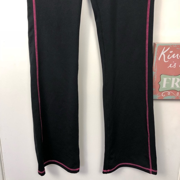 Black Bootcut Leggings with Pink Stitching - Picture 4 of 5
